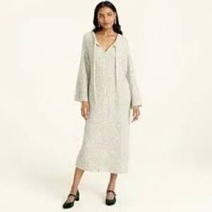 J.‎ Crew Textured Knit Tie Neck Maxi Sweater Dress Dove Gray S/M